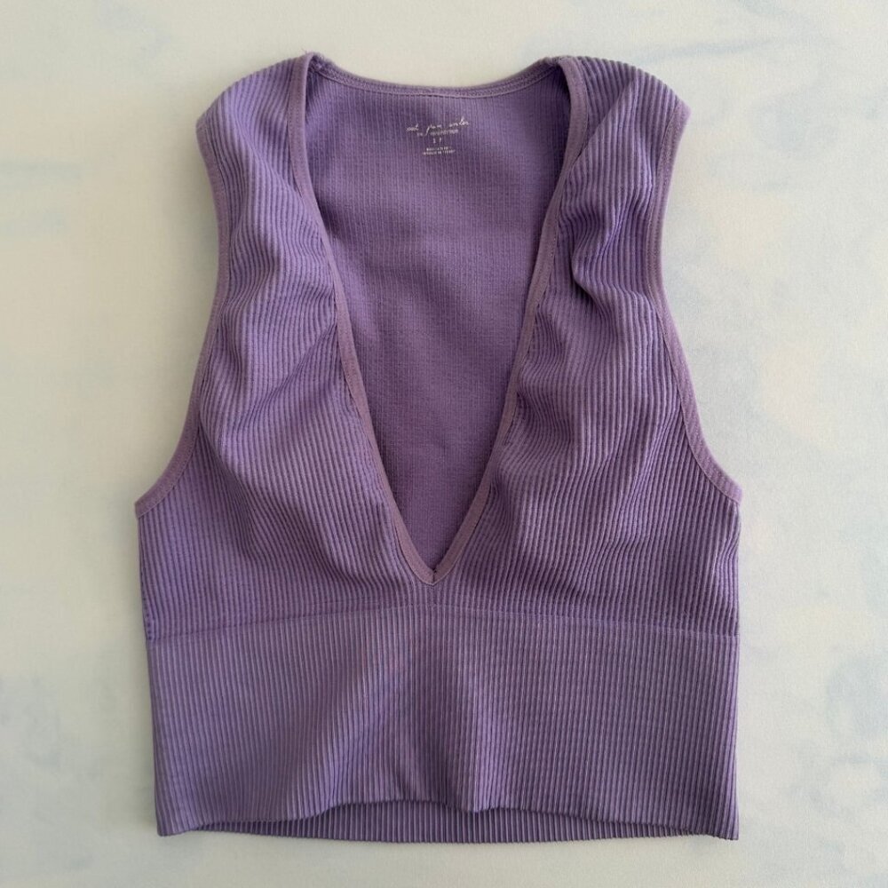 Urban Outfitters 'Out From Under' Purple Ribbed V-Neck Sports Bra Workout Top